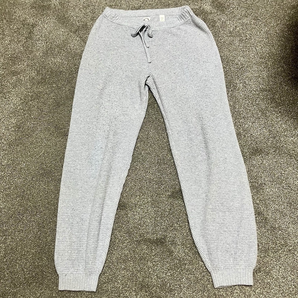 Aerie Sweater Waffle Knit Wide‎ Leg Jogger Medium Women's Sweatpants Pants Gray